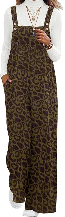 Womens Corduroy Casual Jumpsuits Adjustable Summer Wide Leg Rompers Sleeveless Overalls with Pock... | Amazon (US)