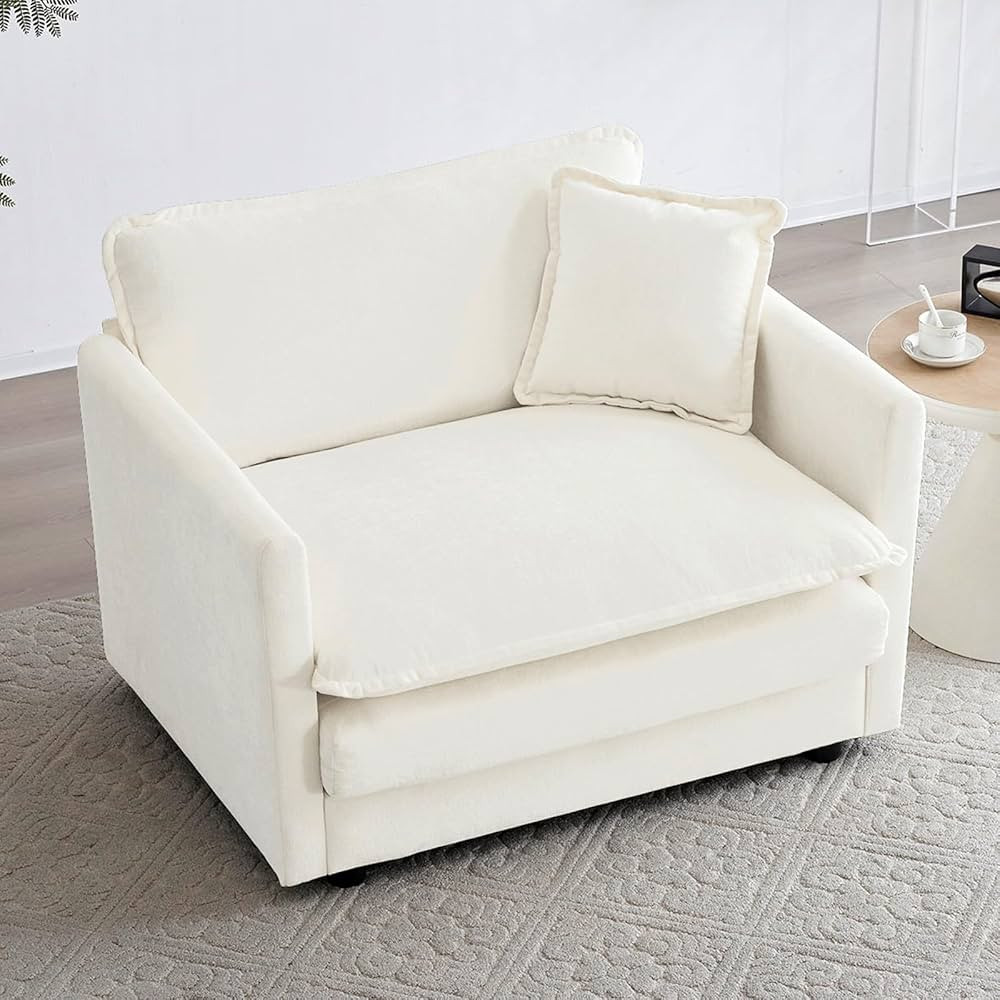 KIVENJAJA Chenille Single Sofa Chair, 41.4”W Oversized Accent Chairs, Modern Upholstered Deep S... | Amazon (US)