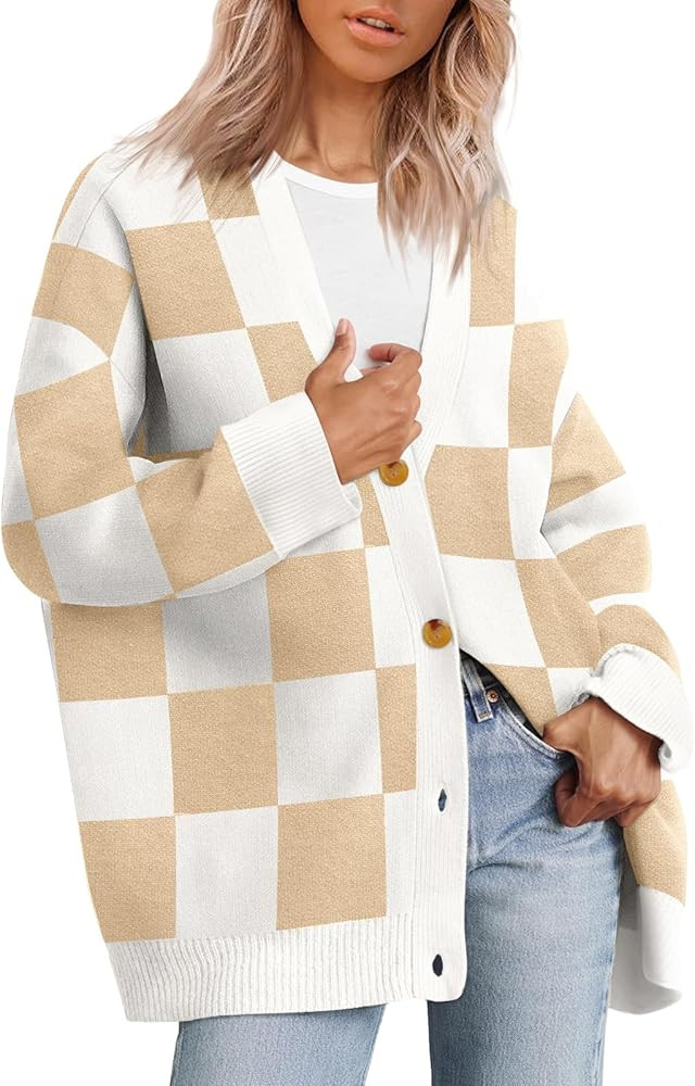 LILLUSORY Women's Cardigan 2023 Open Front Oversized Button Lightweight Sweaters V Neck Loose Car... | Amazon (US)