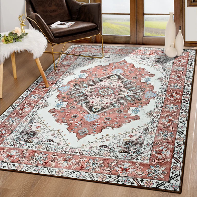 TWINNIS Area Rug for Living Room Persian Rug Vintage Boho Carpet for Bedroom,Orange/Red,5'x8' | Walmart (US)