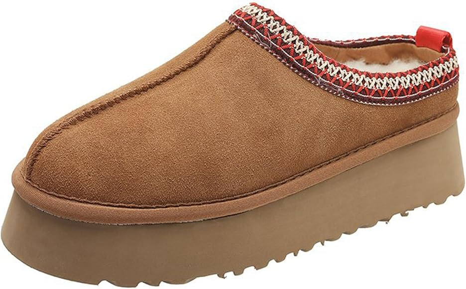 SMajong Women Winter Snow Boots Thickened Flat Boots Fur Lined Warm Durable Shoes Home Slippers C... | Amazon (US)