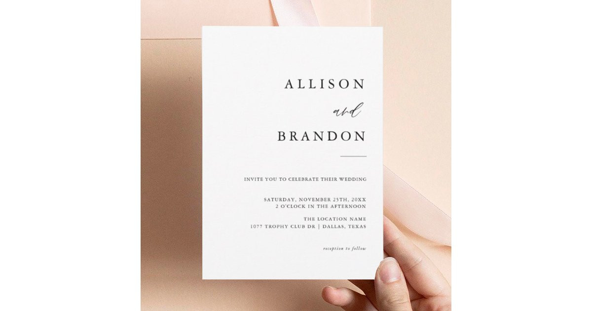 Elegant Calligraphy Simple Wedding Invitation | Zazzle | Zazzle
