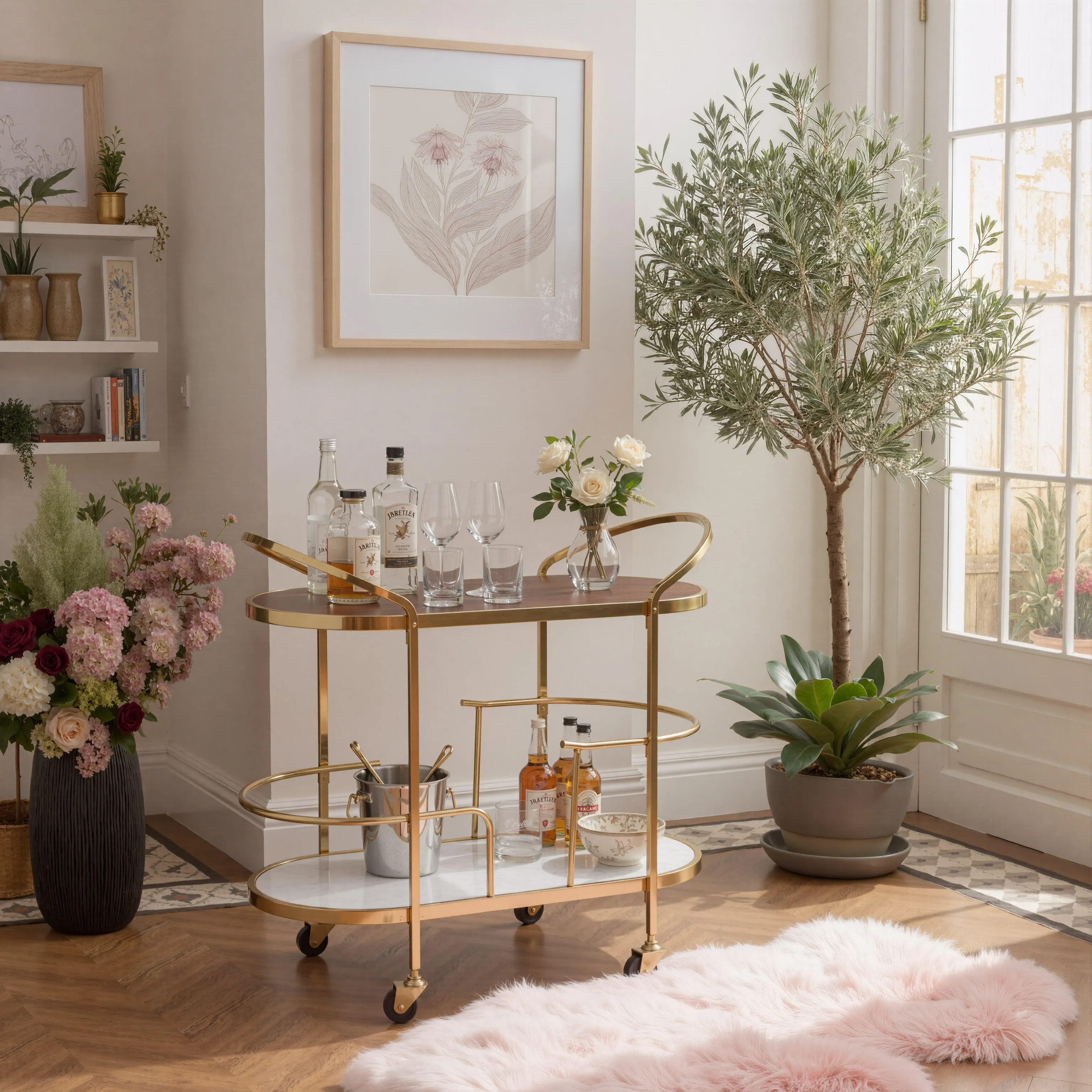 Erika Home Antalya Bar Cart, Brown | Ashley