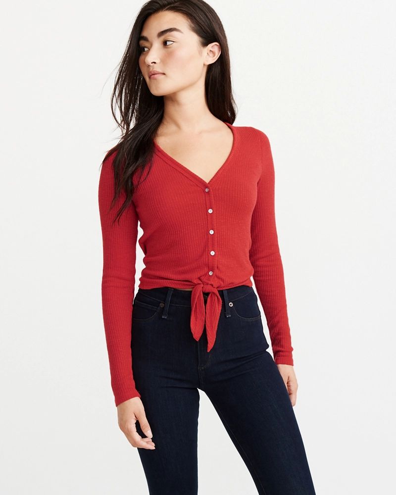 Button-Up Tie-Front Top | Abercrombie & Fitch US & UK
