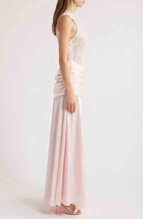 Sonya Moda Dalia Mixed Media Gown in Blush at Nordstrom, Size Small | Nordstrom