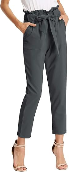 GRACE KARIN Women's Paper Bag Waist Pants Slim Fit Casual Office Pencil Pants | Amazon (US)