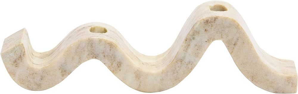Bloomingville Modern Marble and Brass Wave Double Taper Holder, White, 15''L x 4''W x 2''H | Amazon (US)