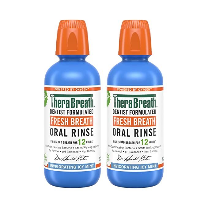 TheraBreath Fresh Breath Dentist Formulated Oral Rinse, Icy Mint, 16 Fl Oz (Pack of 2) | Amazon (US)