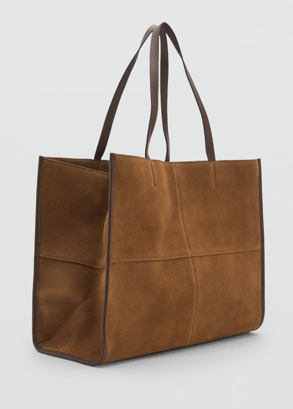 Leather shopper bag with stitching - Women | MANGO United Kingdom | MANGO (UK)