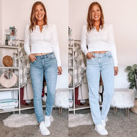 Abercrombie extra long jeans
High rise skinny jeans in 30 extra long
90s straight leg jeans wearing a 30 extra long
White ribbed Henley top size large white sneakers 

#LTKstyletip #LTKunder100 #LTKsalealert