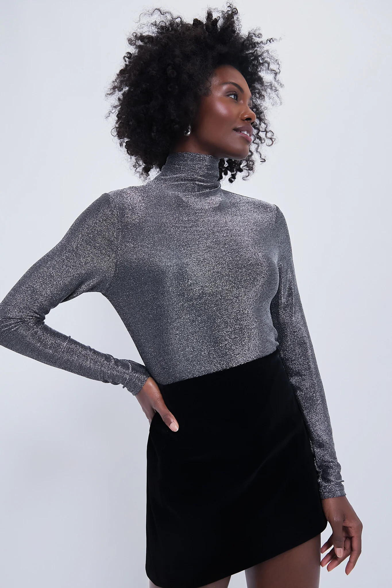 Silver Metallic Ellory Turtleneck | Tuckernuck (US)