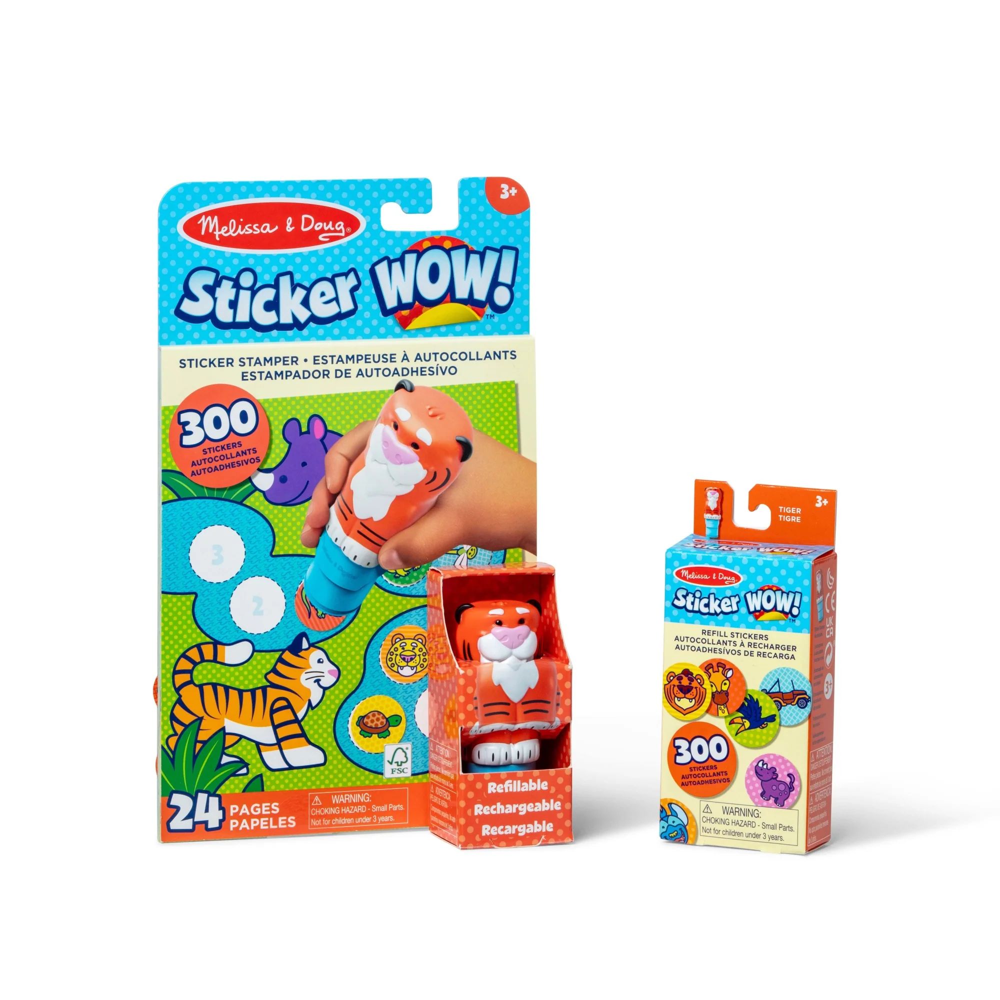 Sticker WOW!® Tiger Bundle: Sticker Stamper & Activity Pad + 300 Refill Stickers | Melissa and Doug