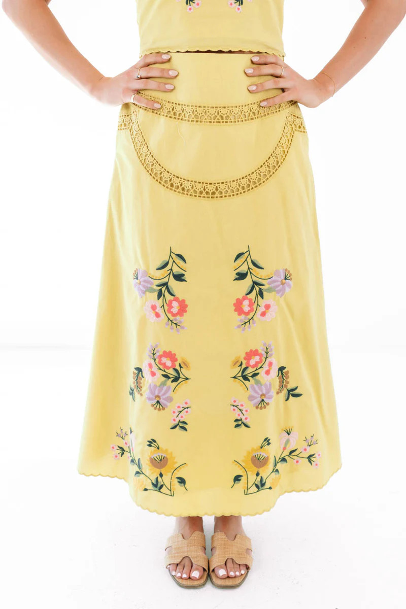 Yellow Iris Midi Skirt - Yellow | The Impeccable Pig