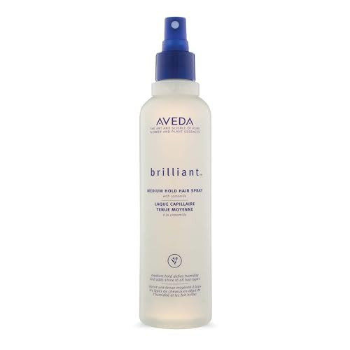 Aveda Brilliant Medium Hold Hair Spray | Non-Aerosol Spray | Anti-Humidity | Adds Shine | for All Hair Types | Jasmine, Rose, Clove Aroma | 8.5 Fl Oz | Amazon (US)