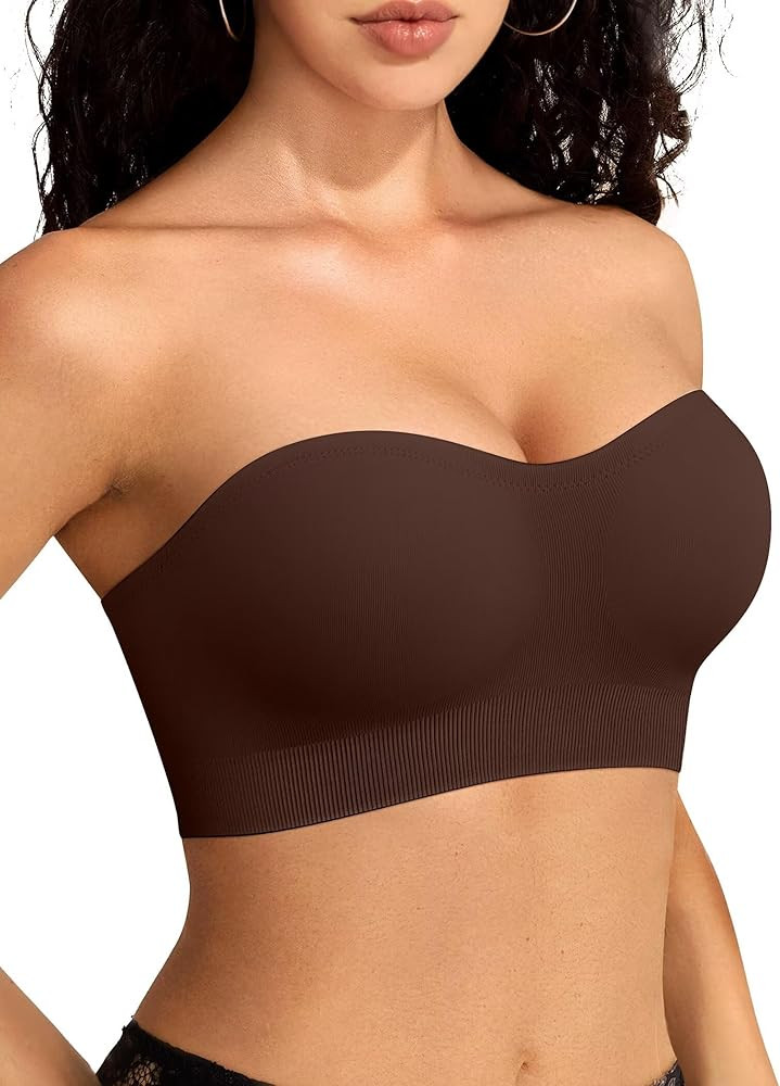 Vertvie Strapless Bras for Women Non-Slip Push Up Wireless Bandeau Bra Seamless Comfort Tube Top ... | Amazon (US)