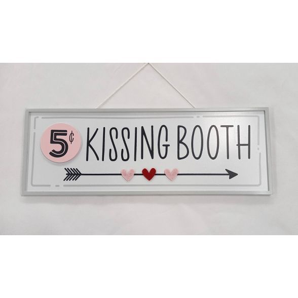 Kissing Booth Valentine&#39;s Day Hanging Wall Wood Sign - Spritz&#8482; | Target