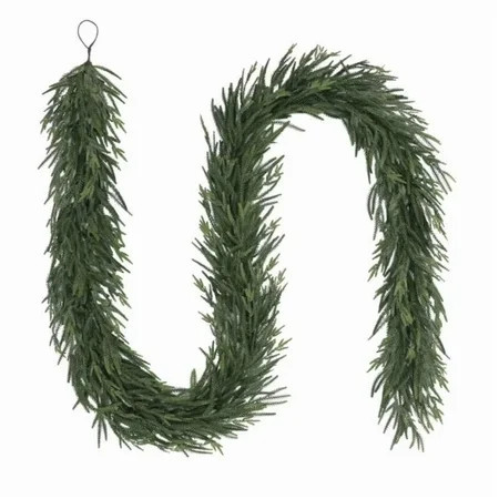 My_Texas_House 9ft Natural Feel Norfolk Artificial Christmas Garland, Non-lit, Green, Soft PE | Walmart (US)