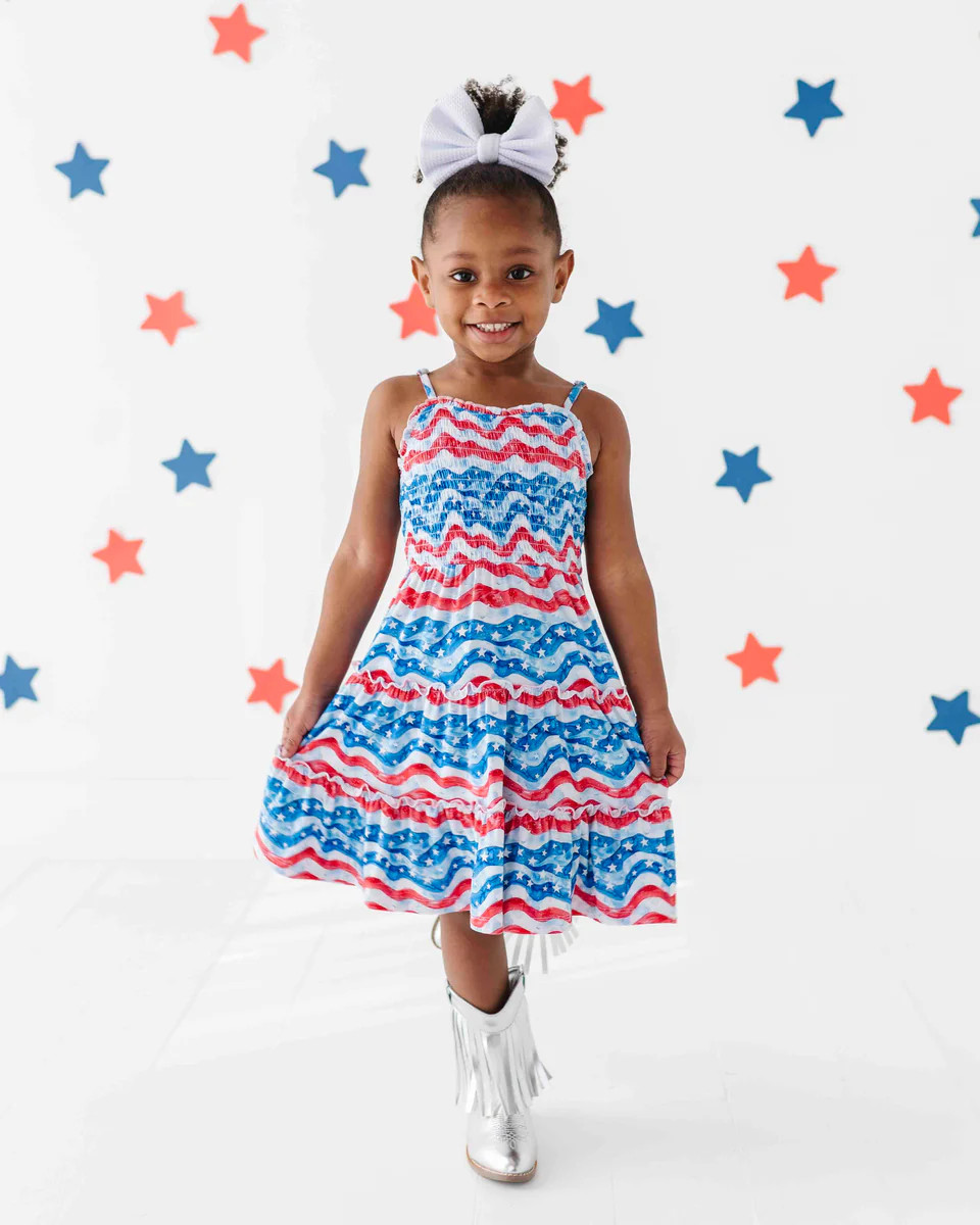 All American Sleeveless Girls Dress & Shorts Set | Bums & Roses