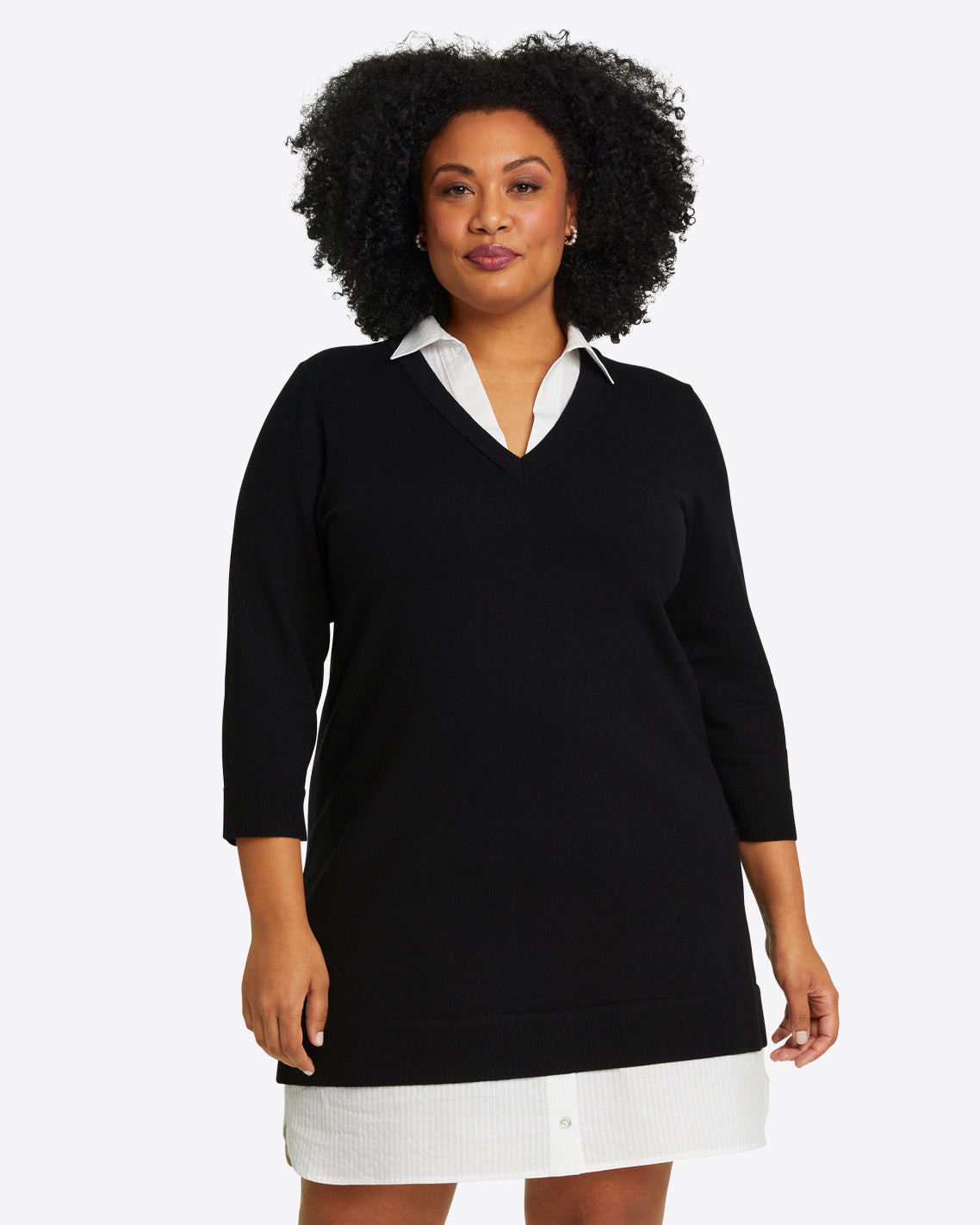 Wool and Cotton Combo Sweaterdress in Black | Draper James (US)
