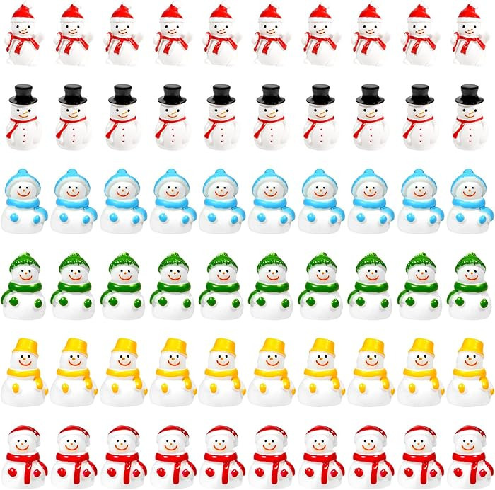 Bbiamsleep 60 Pcs Mini Snowman Figurines Tiny Resin Snowman Christmas Miniature Ornaments for Fai... | Amazon (US)