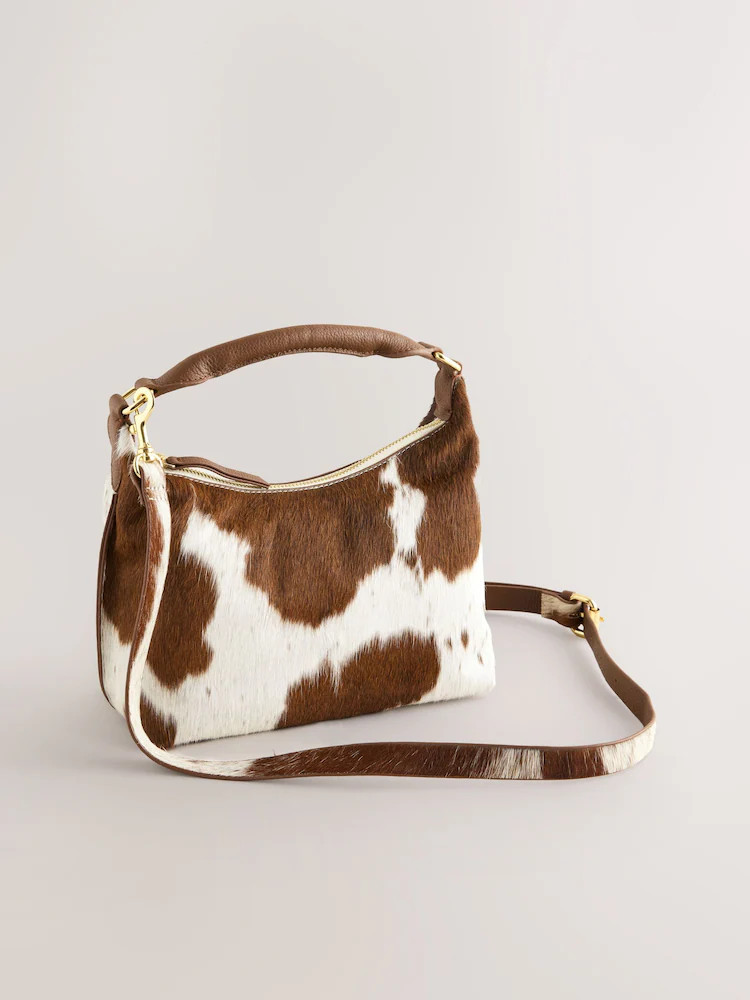 Animal Leather Scooped Hand Held Bag | Next US