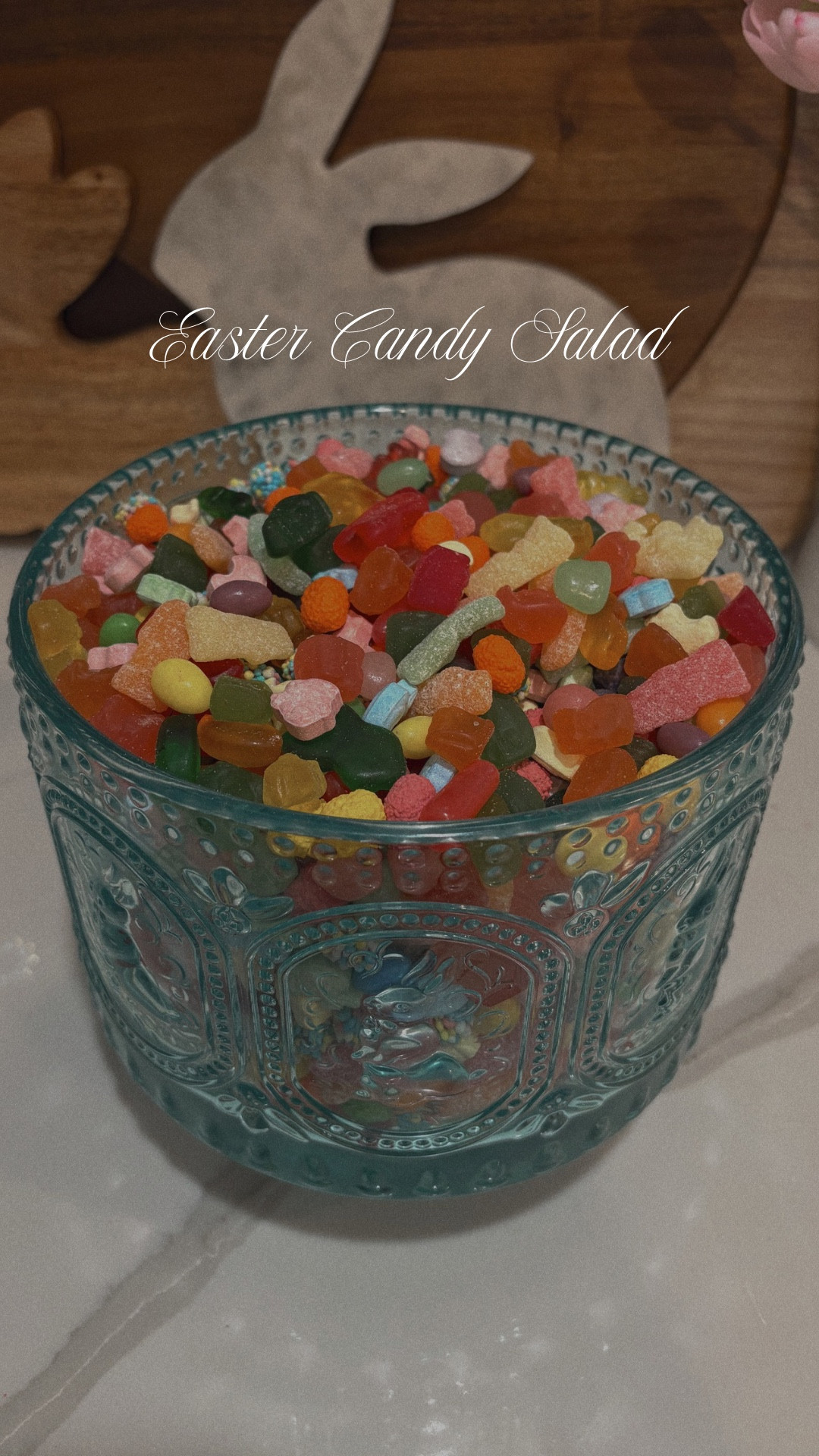 EASTER CANDY SALAD
I don’t know about you but any holiday or reason I can make a fun candy salad I do! My kids love them and so do I! They don’t gave blue in my bunny bowl but I did find green and pink in the same bowl! 
#easter #eastercandy #candysalad #easterbowl #bunnybowl #eastercandysalad #seasonalcandy #candysaladideas
#LTKFindsUnder100

#LTKHome #LTKSeasonal #LTKOver40