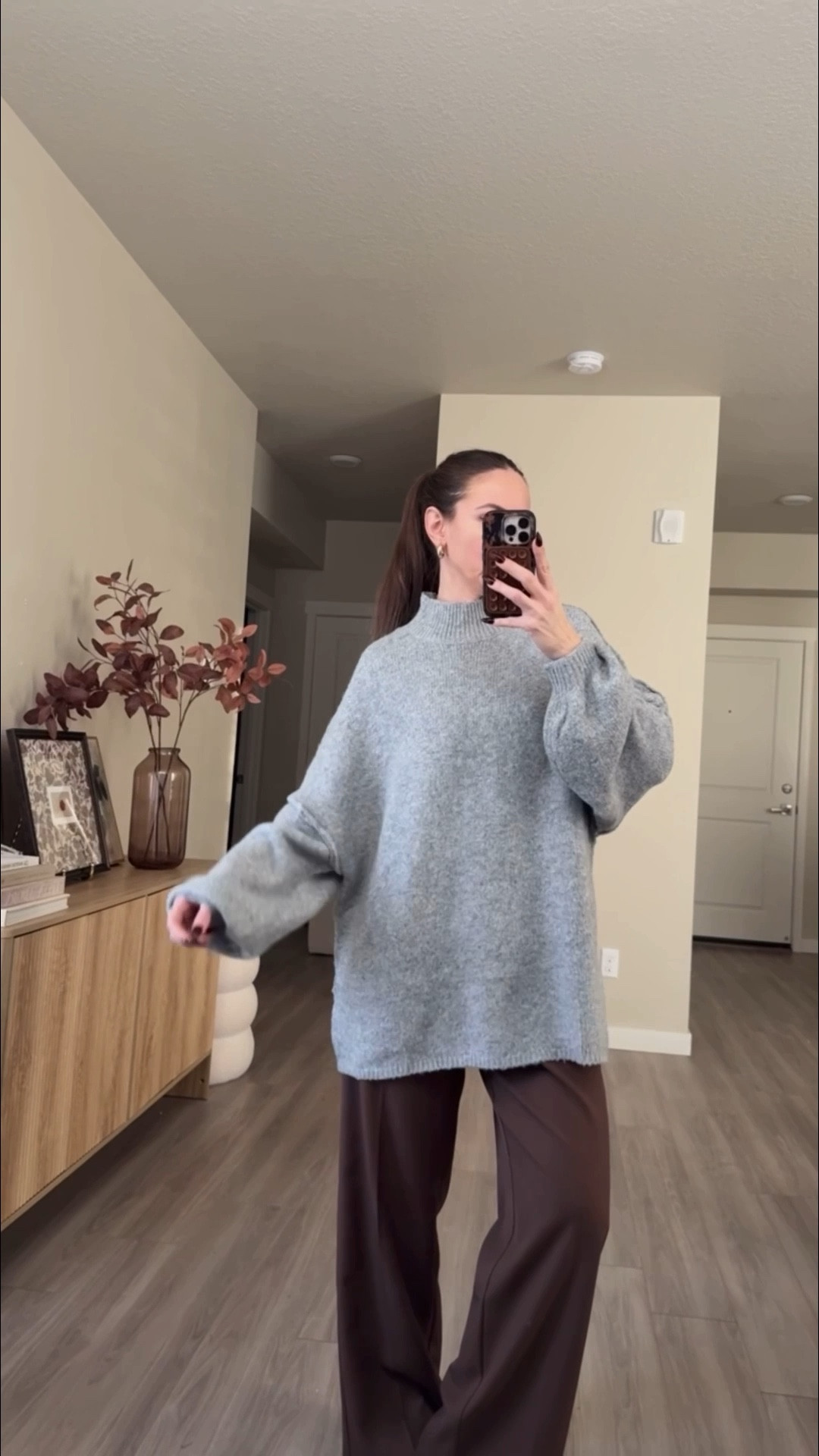 number one trending sweater on amazon right now!!

cozy sweater.  wearing medium.  no need to size up.  it's very oversized. 