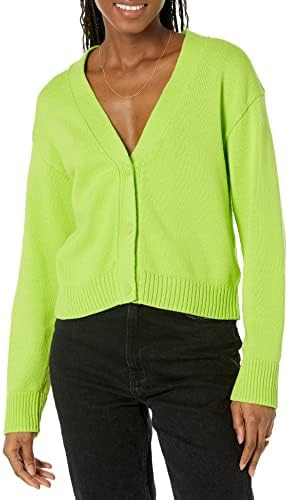 Amazon Essentials Women's Relaxed Fit V-Neck Cropped Cardigan, Ribbed Knit | Amazon (US)