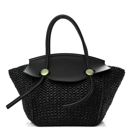 Raffia Calfskin Pipe Bag Black | FASHIONPHILE (US)