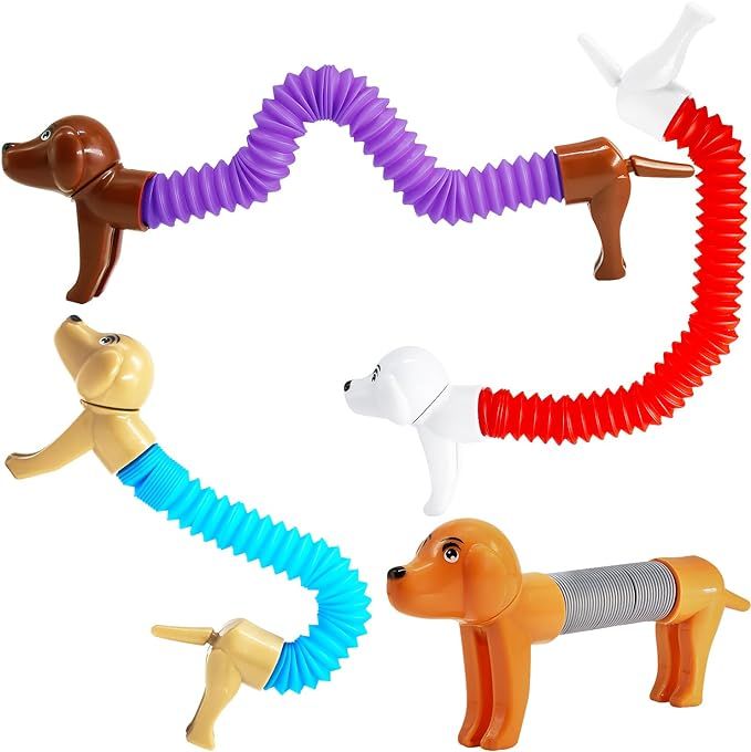 4 Pack Animal Pop Tubes Fidget Toys - Stress Relief Sensory Gifts for Party Favors, Classroom Tre... | Amazon (US)