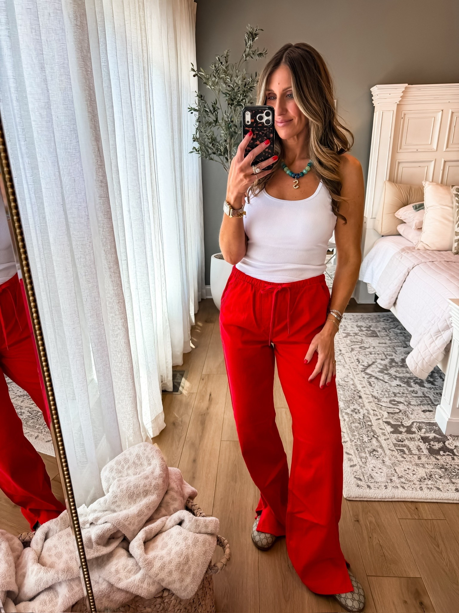The red pants are the statement piece your closet needed. Paired with a simple tank and fun accessories for an easy look that still feels so put together.

red pants outfit, colorful outfit inspo, casual chic outfit, wide leg pants, everyday fashion, summer style idea, vacation outfit inspo, white tank outfit, elevated casual look, trendy outfit ideas, colorful fashion finds, comfy cute outfit, themominstyle

#LTKSeasonal #LTKTravel #LTKootd