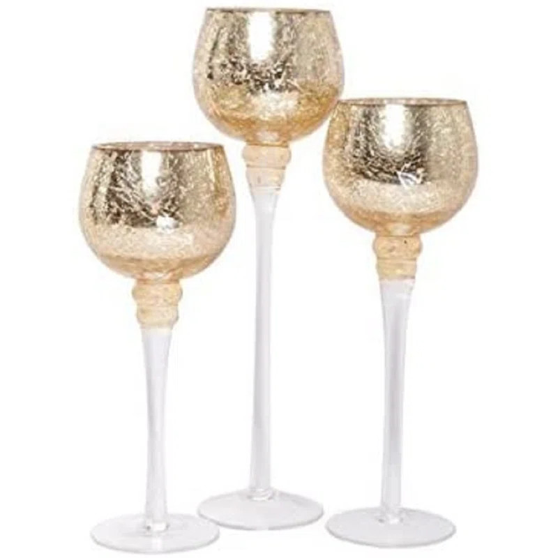 3 Piece Glass Tabletop Tealight Holder Set | Wayfair North America