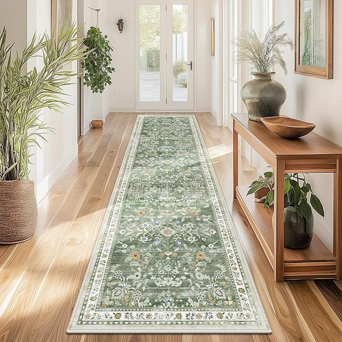 Yamaziot Washable Runner Rug 2x8 – Non Slip Boho Floral Hallway Runner Rug with Rubber Backing,... | Amazon (US)