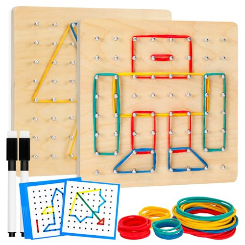 2Pack Wooden Geoboard,Montessori Toy,Graphical Mathematical Education Toy for Kids with Pattern C... | Amazon (US)