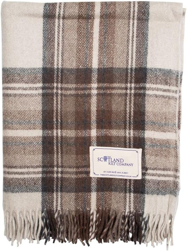 The Scotland Kilt Company Scottish Throw Large Wool Tartan Rug in Stewart Natural Dress - Warm Picnic Travel Blanket - 60 x 70 in | Amazon (UK)