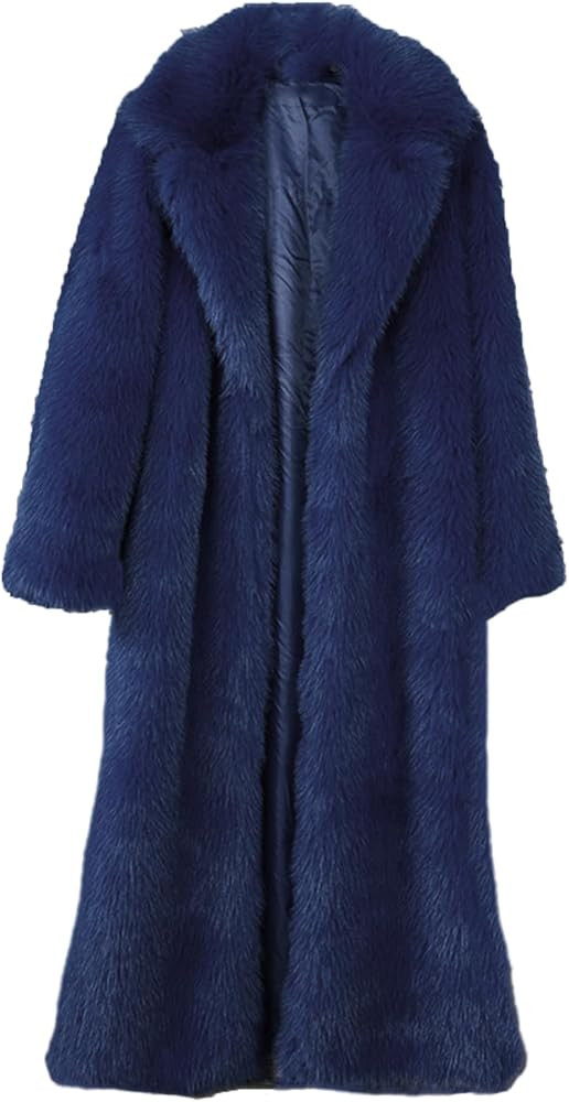 Fluffy Faux Fur Overcoat,Warm Outwear Parka Long Coat with Sleeves | Amazon (US)