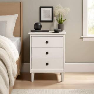 Walker Edison Furniture Company Classic Mid Century Modern 3-Drawer White Solid Wood Nightstand 2... | The Home Depot