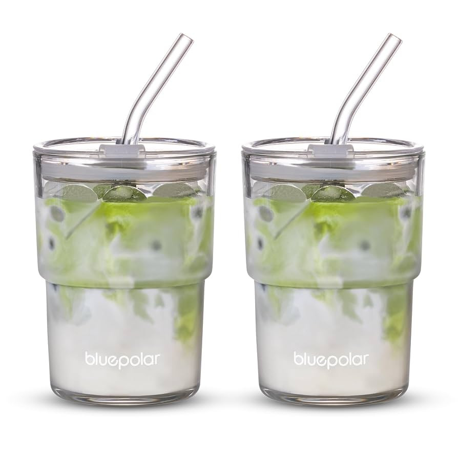 13oz/400ml Glass Water Tumbler with Straw and Lid Sealed Carry On Thick Wall Iced Coffee Cup Glas... | Amazon (US)