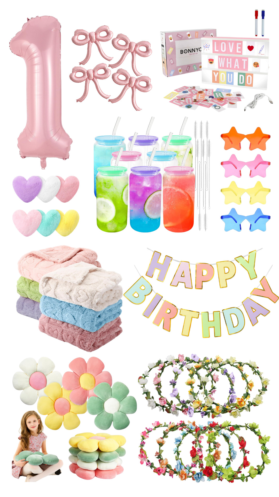 Sharing some cute decor for a little girl's sleepover party!

Sleepover, party, party decor, balloons, pillows, hearts, stars, sunglasses, birthday, birthday decor, birthday sign, flower crowns, flower pillows 

 #LTKParties #LTKKids #LTKFamily