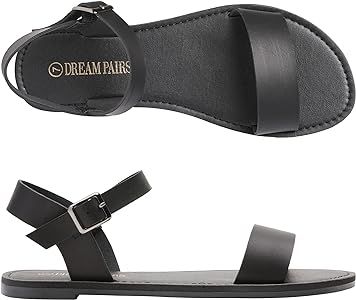 DREAM PAIRS Women's Cute Open Toes One Band Ankle Strap Flexible Summer Flat Sandals | Amazon (US)