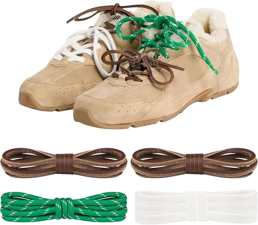 Endoto 4PCS Shoe Laces for Miu Miu Sneakers, Leather Shoelaces Replacement Strings kit | Amazon (US)