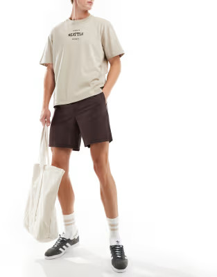 Jack & Jones linen mix pull on shorts in brown | ASOS (Global)