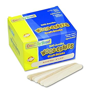 Chenille Kraft Natural Wood Craft Sticks, Jumbo Size, 6 x 3/4, Wood, Natural Wood, 500/Box (3776-... | Amazon (US)