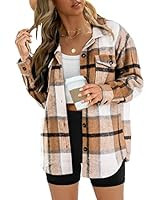 AUTOMET Womens Casual Plaid Shacket Wool Blend Button Down Long Sleeve Shirt Fall Jacket Shackets | Amazon (US)