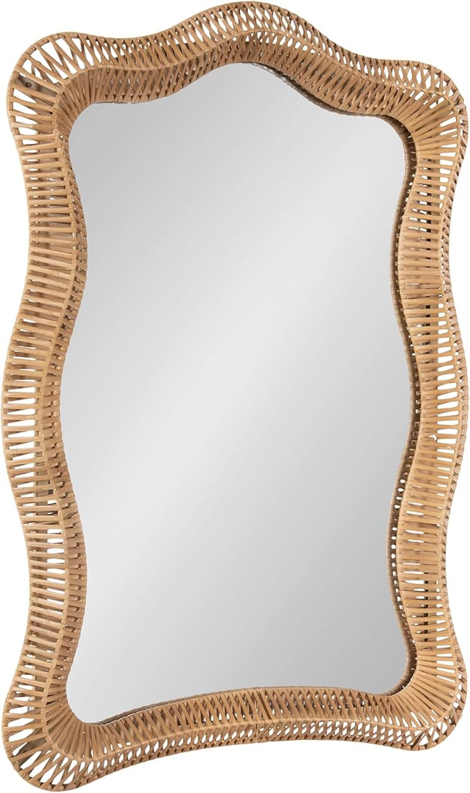 Kate and Laurel Rashana Boho Scalloped Arch Rattan Wall Mirror, 26 x 38, Natural Rattan, Modern D... | Amazon (US)