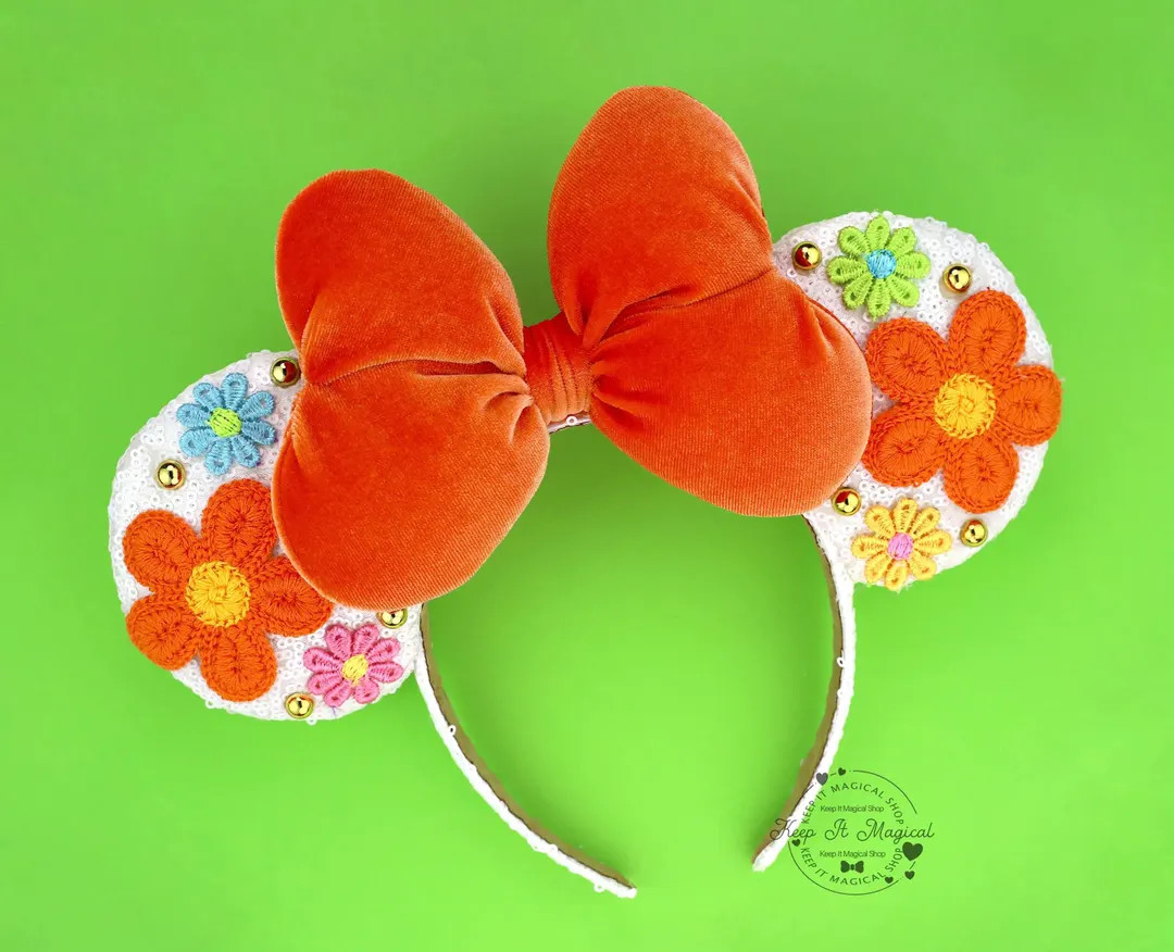 Flower Mickey Ears Flower Ears Orange Floral Minnie Ears Flower Theme Ears Flower Minnie Ears Pat... | Etsy (US)
