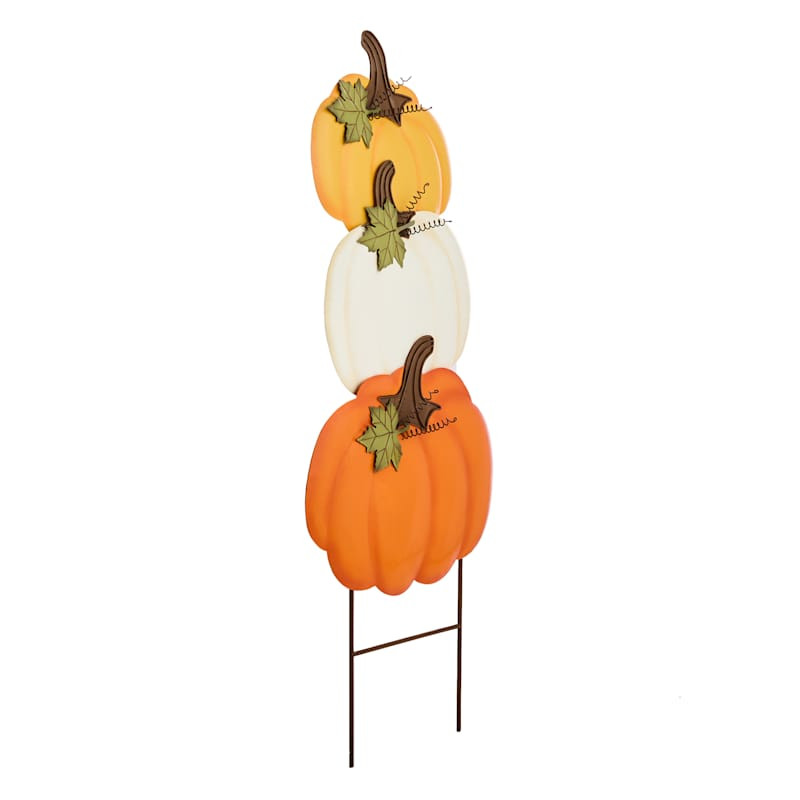 Harvest Hearth Stacked Pumpkins Yard Stake, 31.7" | At Home