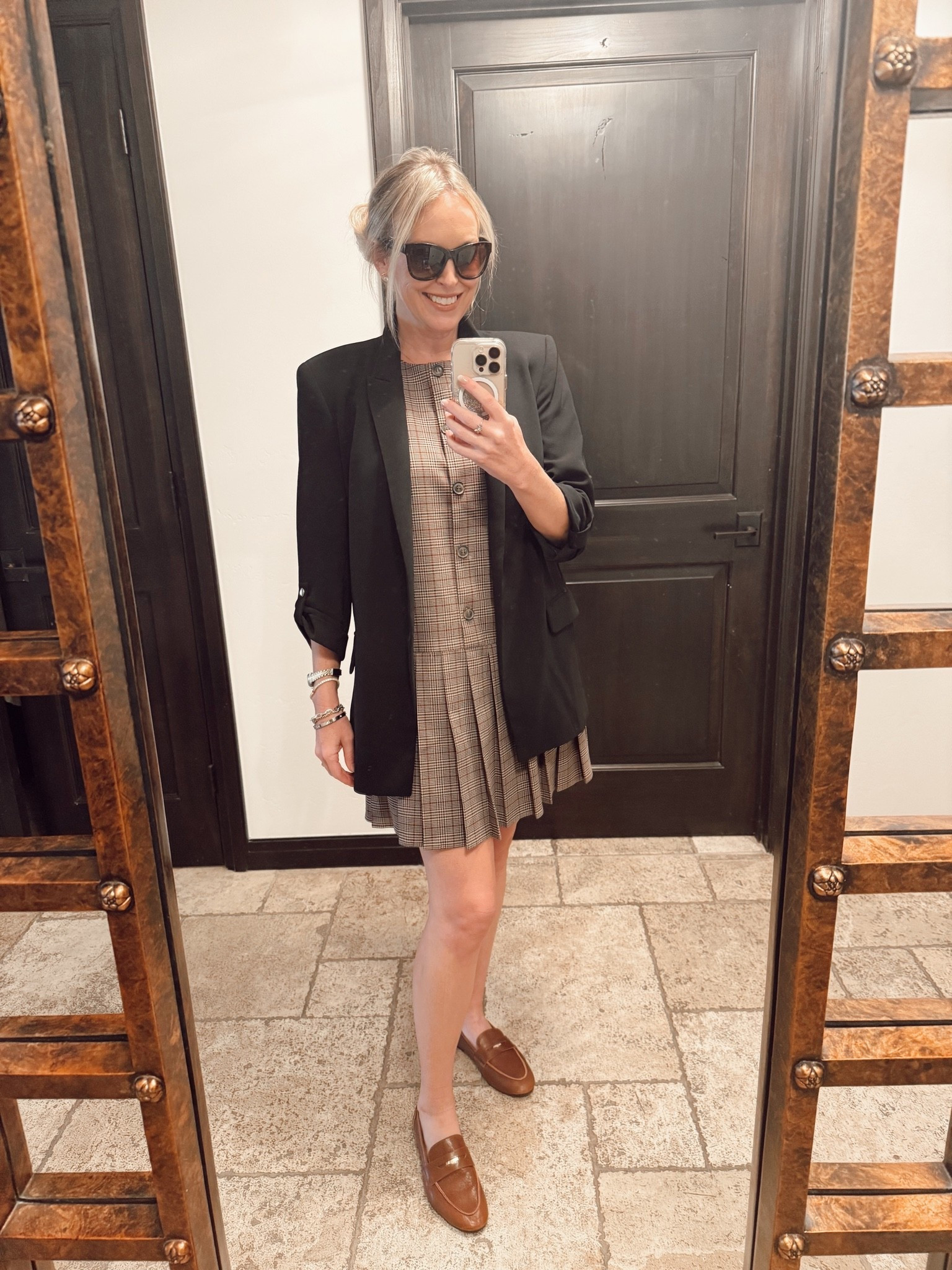Business casual, but make it a little more fun 🤎 A pleated plaid mini + oversized black blazer is such an easy formula for fall — polished enough for work, but still feels like me. Finished with cognac loafers because apparently I’m fully committed to brown accessories this season.

#LTKStyleTip #LTKWorkwear #FallStyle #BusinessCasual #FallWorkwear #ClassicStyle #HighLowStyle #LoaferSeason

#LTKOver40 #LTKWorkwear #LTKSeasonal