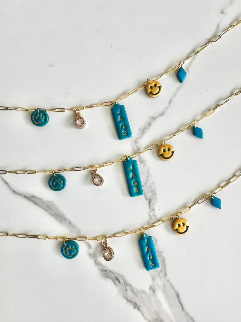 Jacksonville Jaguars Charm Necklace | Game Day Team Spirit Jewelry  | Lightweight Polymer Clay | Etsy (Global)