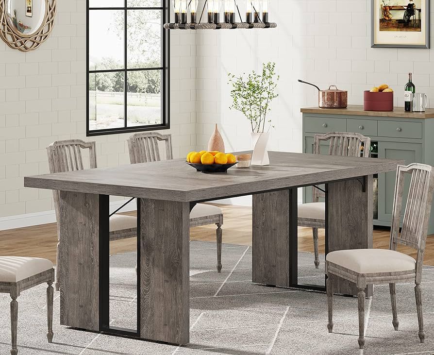 Tribesigns 71" Large Dining Table for 6 to 8 People, Rustic Farmhouse Style Dinner Table, Rectang... | Amazon (US)